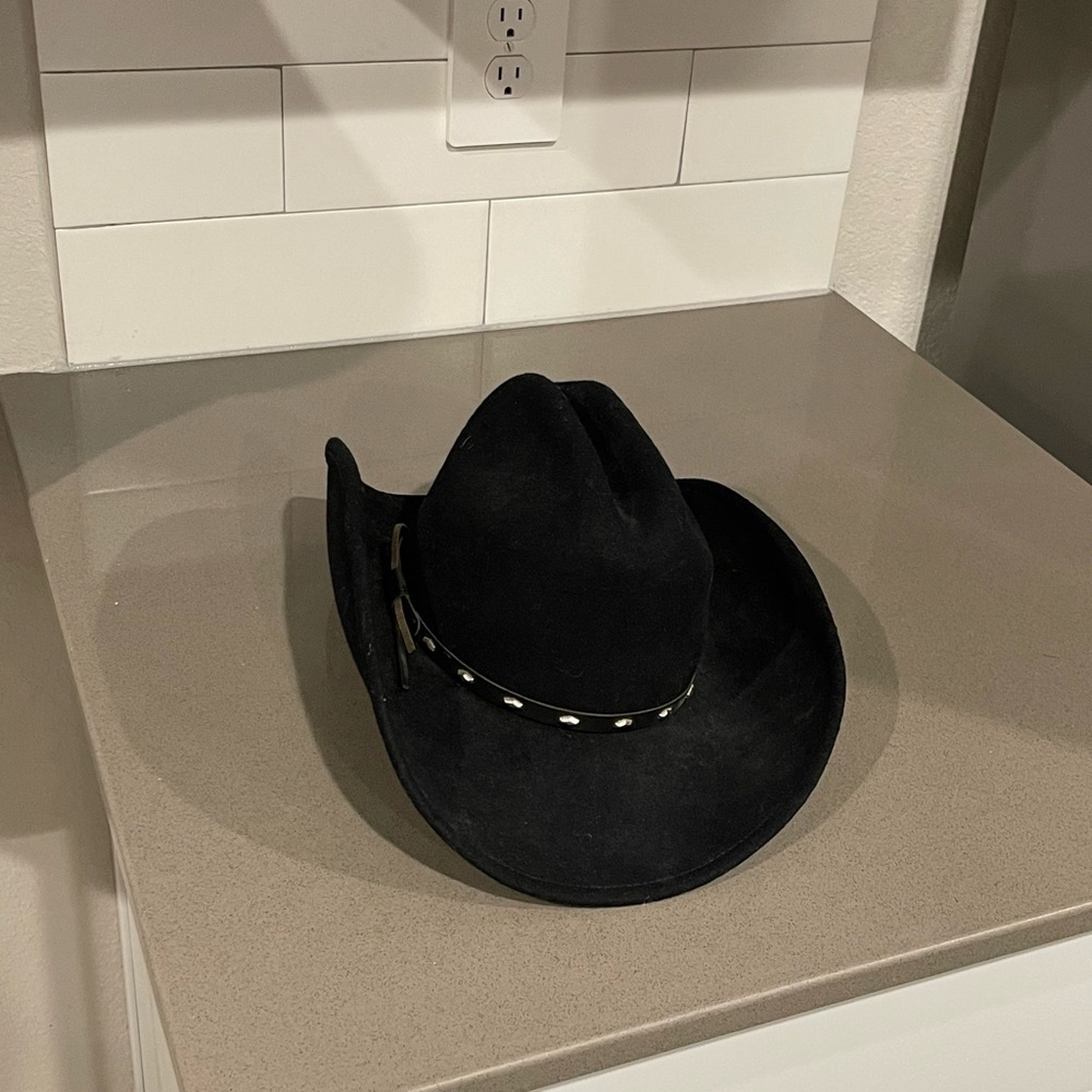 Elegant Black Suede Cowboy Hat